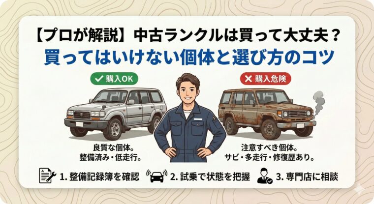 【プロが解説】中古ランクルは買って大丈夫？買ってはいけない個体と選び方のコツ