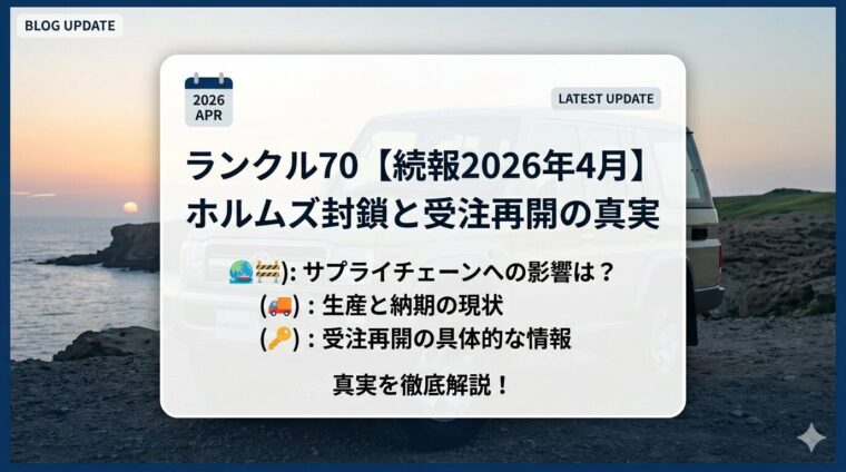 ランクル70【続報2026年4月】ホルムズ封鎖と受注再開の真実
