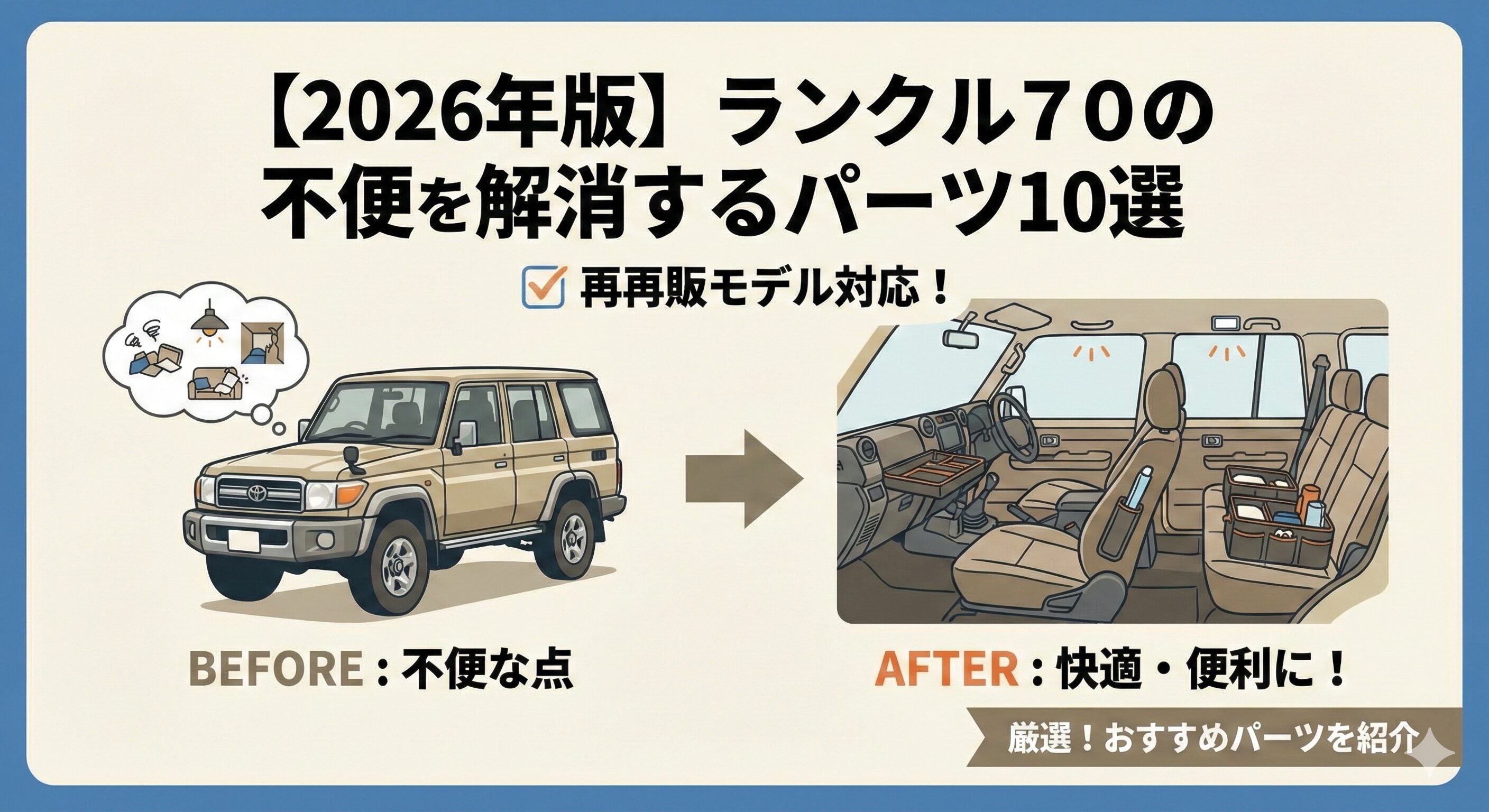 【2026年版】ランクル70の不便を解消するパーツ10選｜再再販モデル対応！